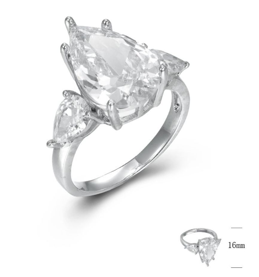 SJ44867, Ladies' Moissanite Ring, S925, Rhodium Plated, White, 5.2g