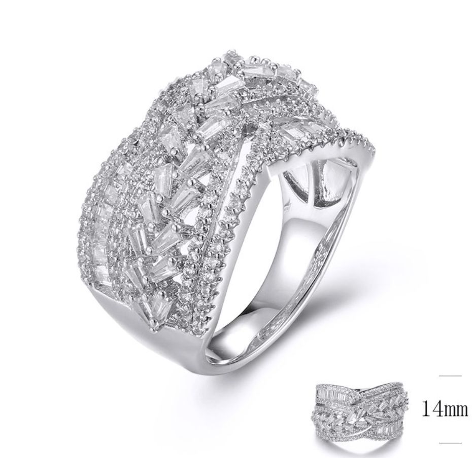 SJ31521, Ladies' Moissanite Ring, S925, Rhodium Plated, White, 6.45g