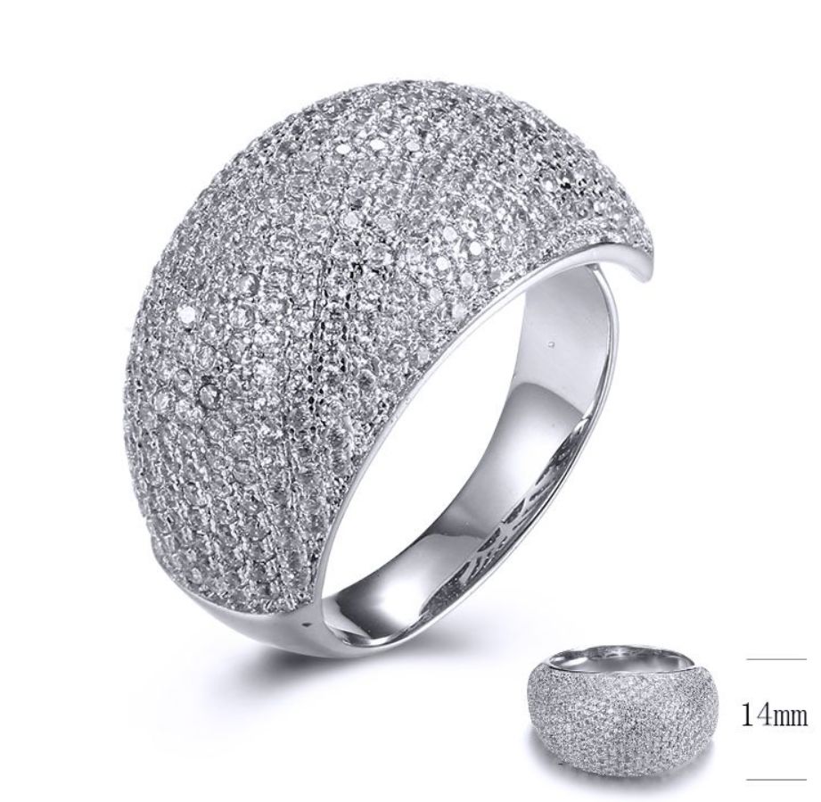 SJ21074, Ladies' Moissanite Ring, S925, Rhodium Plated, White, 9.81g
