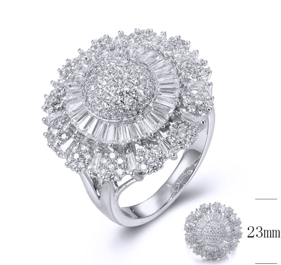 SJ35561, Ladies' Moissanite Ring, S925, Rhodium Plated, White, 6.98g