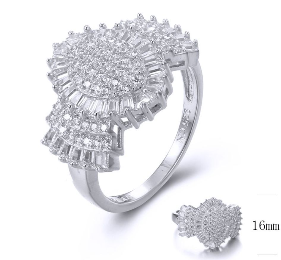 SJ23650, Ladies' Moissanite Ring, S925, Rhodium Plated, White, 4.52g