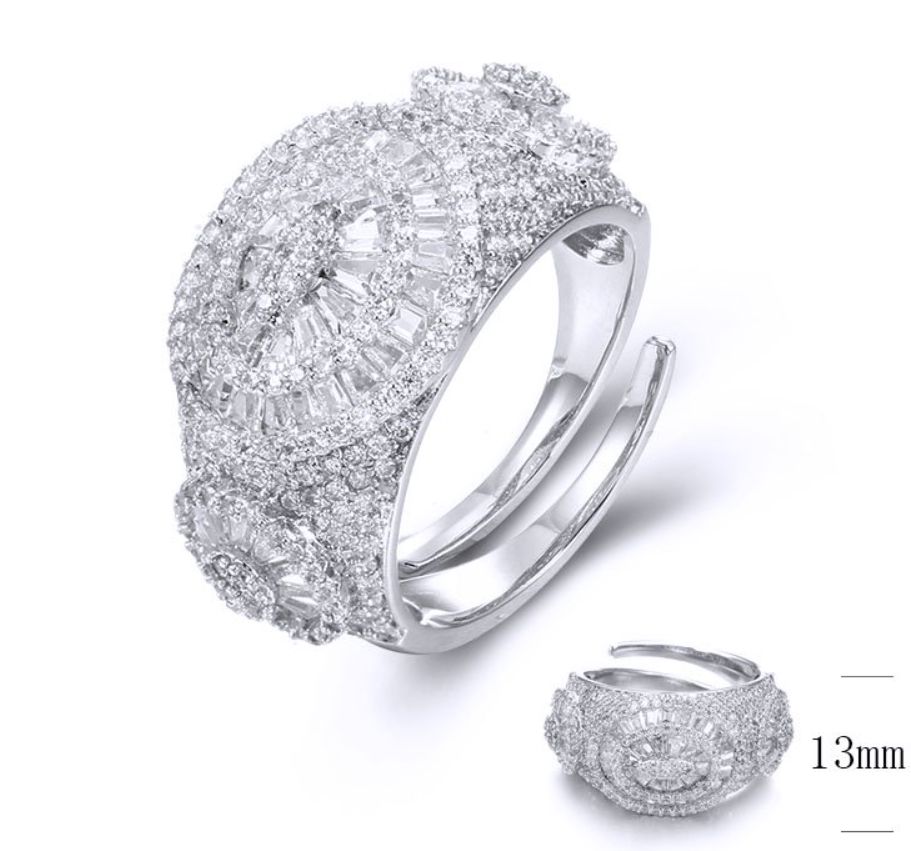 SJ34374, Ladies' Moissanite Ring, S925, Rhodium Plated, White, 5.78g