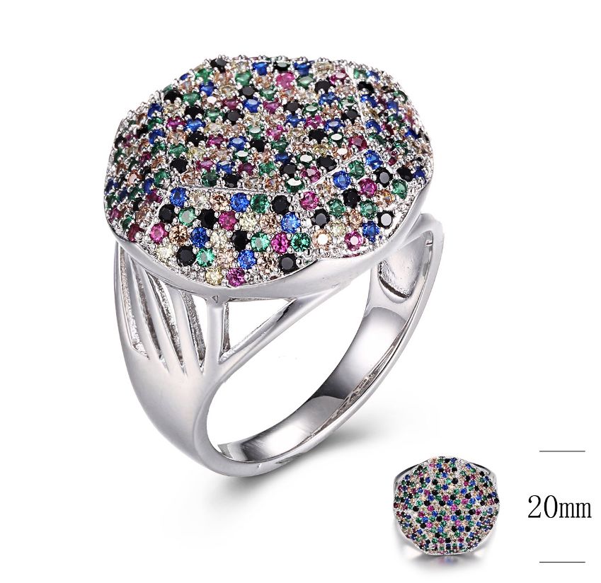 SJ31023-C, Ladies' Moissanite Ring, S925, Rhodium + Black Rhodium Plated, Silver, 8.64g