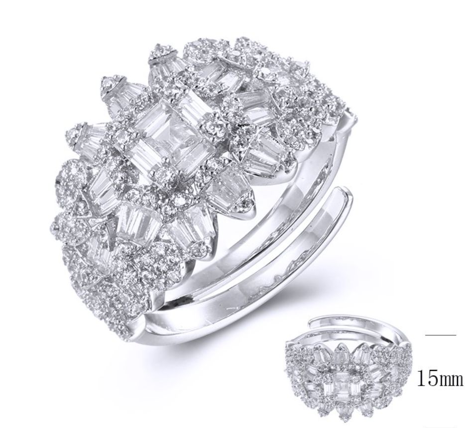SJ38457, Ladies' Moissanite Ring, S925, Rhodium Plated, White, 4.56g