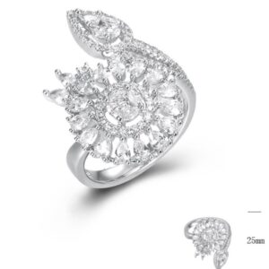 SJ45160, Ladies' Moissanite Ring, S925, Rhodium Plated, White, 4.71g