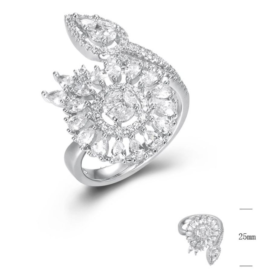 SJ45160, Ladies' Moissanite Ring, S925, Rhodium Plated, White, 4.71g