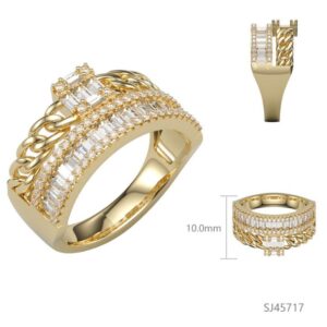 SJ45717, Ladies' Moissanite Ring, S925, Rhodium Plated, White, 4.37g