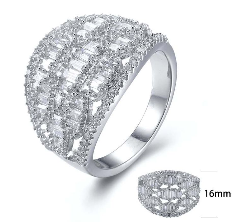 SJ27244, Ladies' Moissanite Ring, S925, Rhodium Plated, White, 0.17g