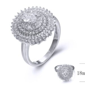 SJ34129, Ladies' Moissanite Ring, S925, Rhodium Plated, White, 4.18g