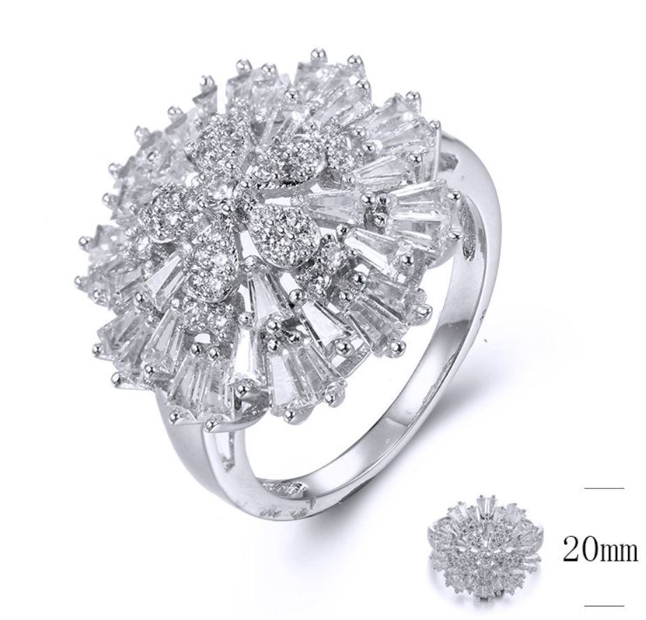 SJ35798, Ladies' Moissanite Ring, S925, Rhodium Plated, White, 4.8g