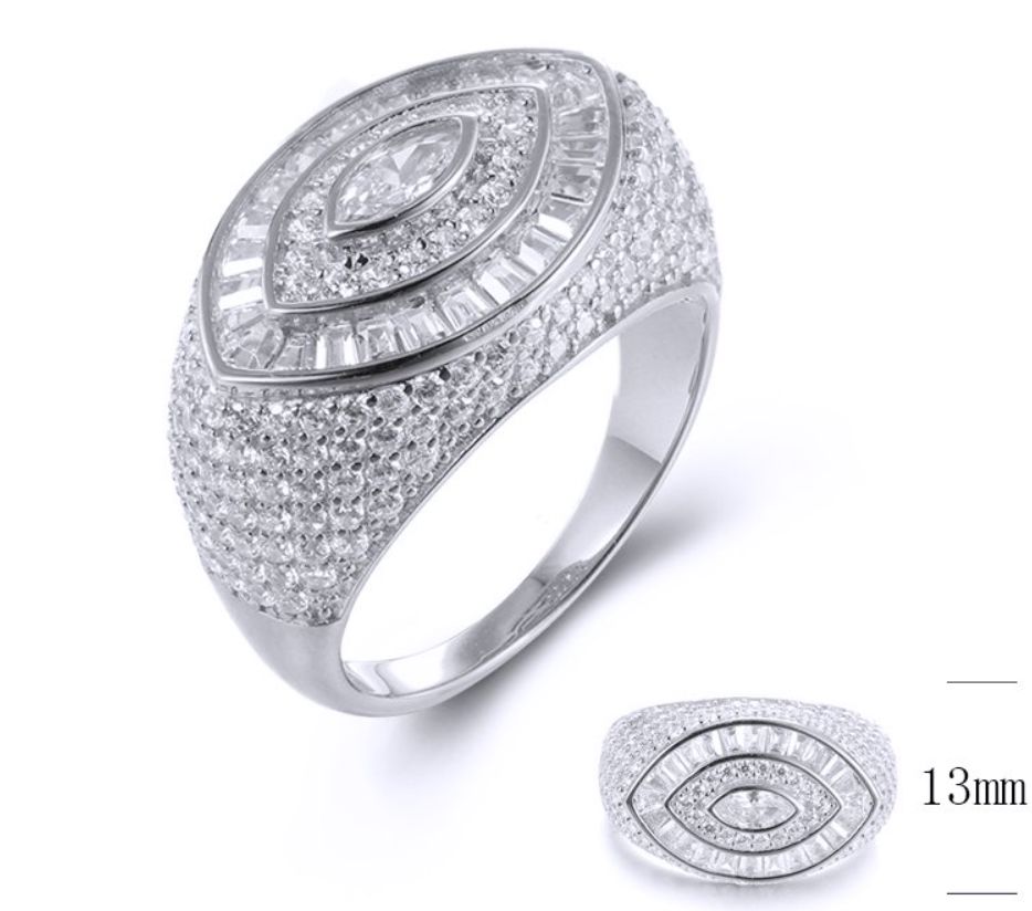 SJ38338, Ladies' Moissanite Ring, S925, Rhodium Plated, White, 6.81g