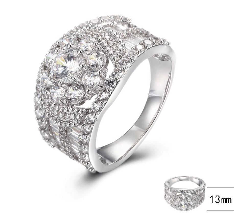 SJ40045, Ladies' Moissanite Ring, S925, Rhodium Plated, White, 0.94g