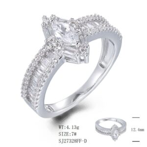 SJ27328, Ladies' Moissanite Ring, S925, Rhodium Plated, White, 3.25g