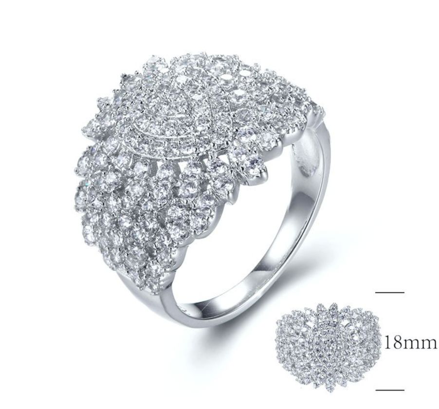 SJ28937, Ladies' Moissanite Ring, S925, Rhodium Plated, White, 5.29g