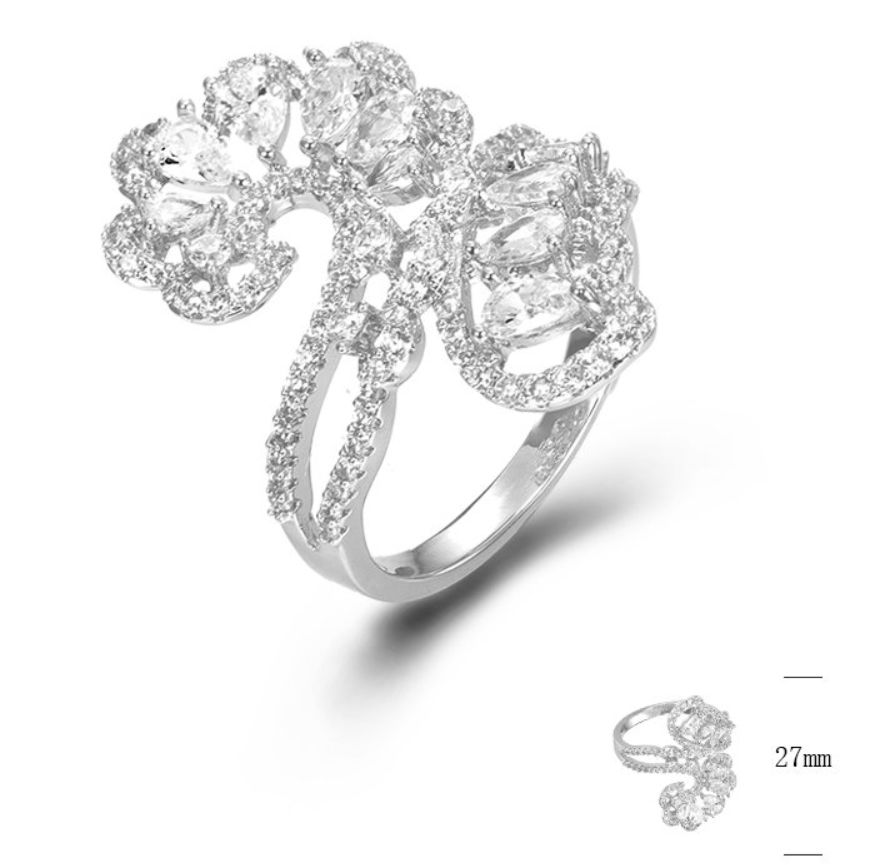 SJ44888, Ladies' Moissanite Ring, S925, Rhodium Plated, White, 4.9g