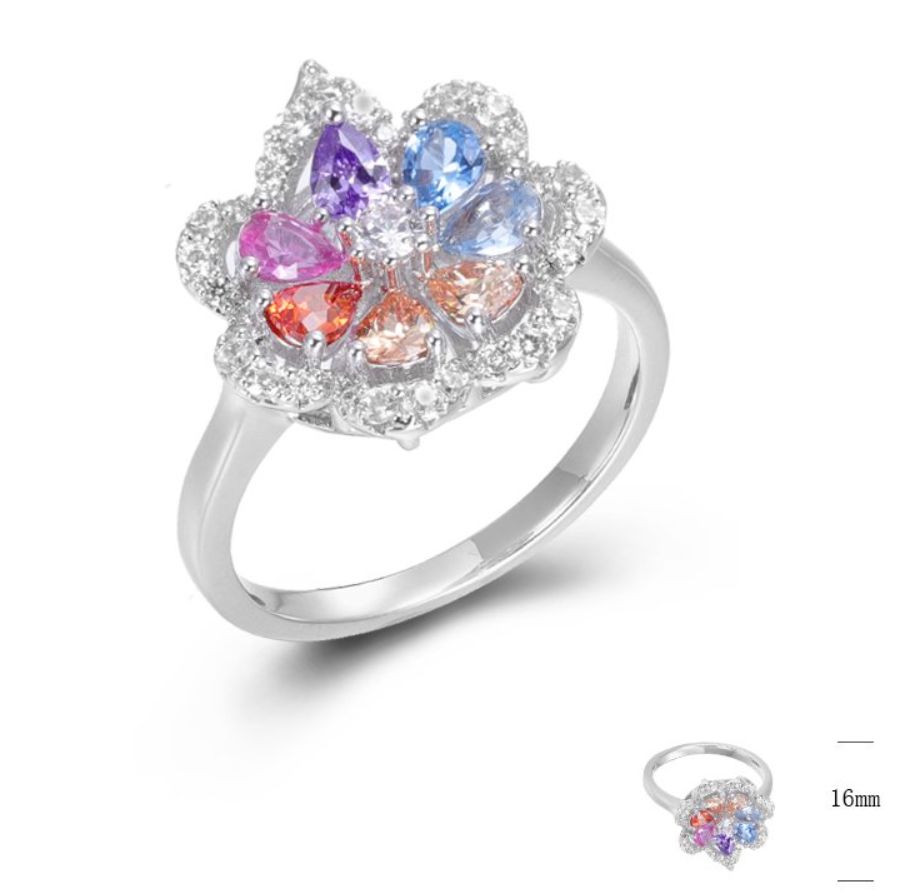 SJ44886, Ladies' Moissanite Ring, S925, Rhodium Plated, White, 4g