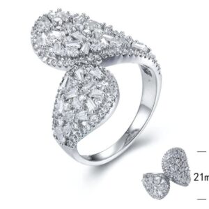 SJ28926, Ladies' Moissanite Ring, S925, Rhodium Plated, White, 6.5g