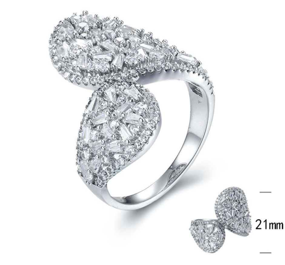 SJ28926, Ladies' Moissanite Ring, S925, Rhodium Plated, White, 6.5g