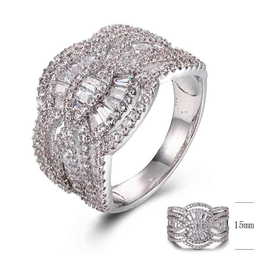 SJ30404, Ladies' Moissanite Ring, S925, Rhodium Plated, White, 5.66g