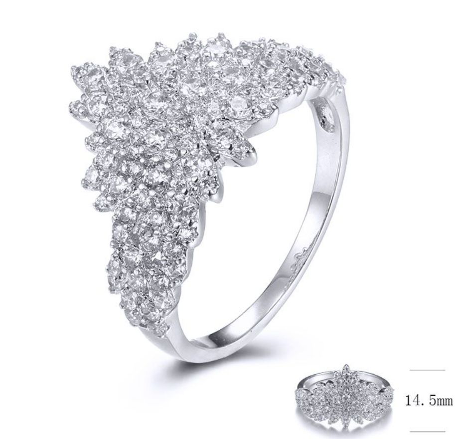 SJ30331, Ladies' Moissanite Ring, S925, Rhodium Plated, White, 3.21g