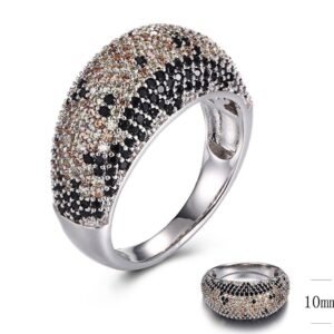 SJ31027-C, Ladies' Moissanite Ring, S925, Rhodium + Black Rhodium Plated, Silver, 7.01g