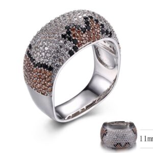 SJ31035-C, Ladies' Moissanite Ring, S925, Rhodium + Black Rhodium Plated, Silver, 7.45g