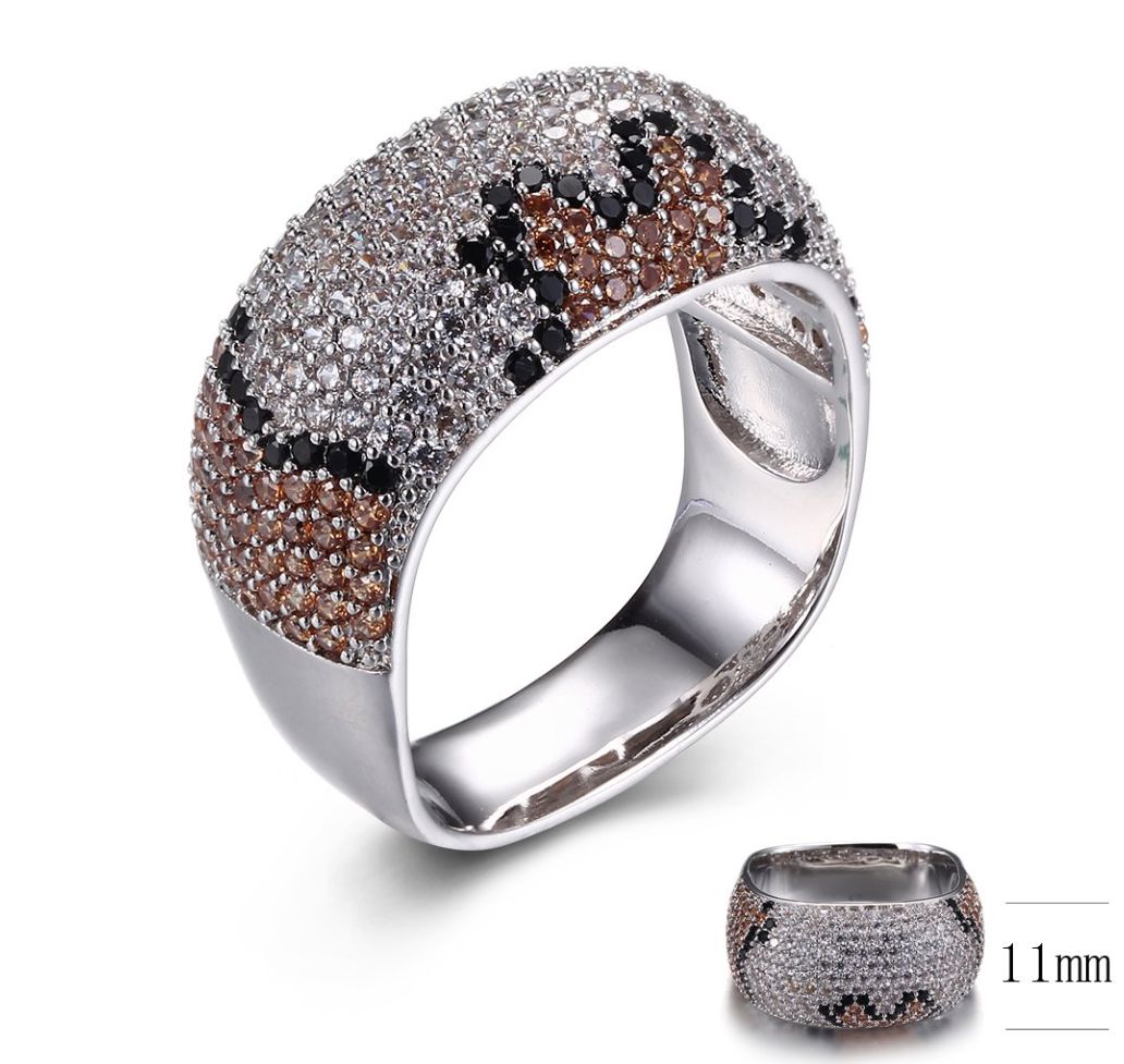 SJ31035-C, Ladies' Moissanite Ring, S925, Rhodium + Black Rhodium Plated, Silver, 7.45g