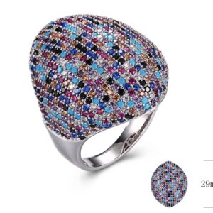 SJ31020-C, Ladies' Moissanite Ring, S925, Rhodium + Black Rhodium Plated, Silver, 10.78g