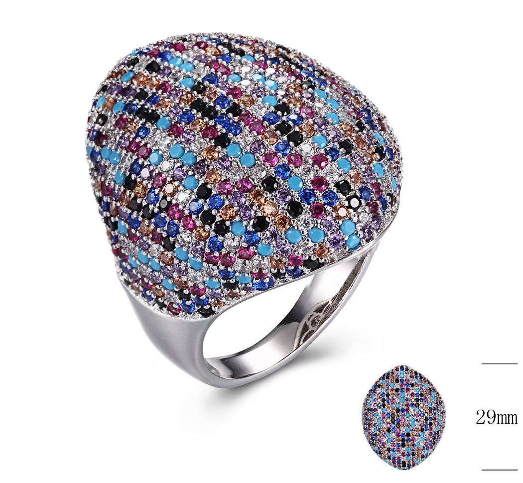SJ31020-C, Ladies' Moissanite Ring, S925, Rhodium + Black Rhodium Plated, Silver, 10.78g