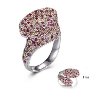 SJ31032-C, Ladies' Moissanite Ring, S925, Rhodium + Black Rhodium Plated, Silver, 6.31g