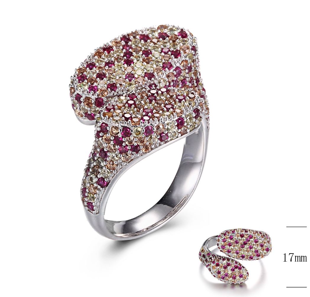 SJ31032-C, Ladies' Moissanite Ring, S925, Rhodium + Black Rhodium Plated, Silver, 6.31g