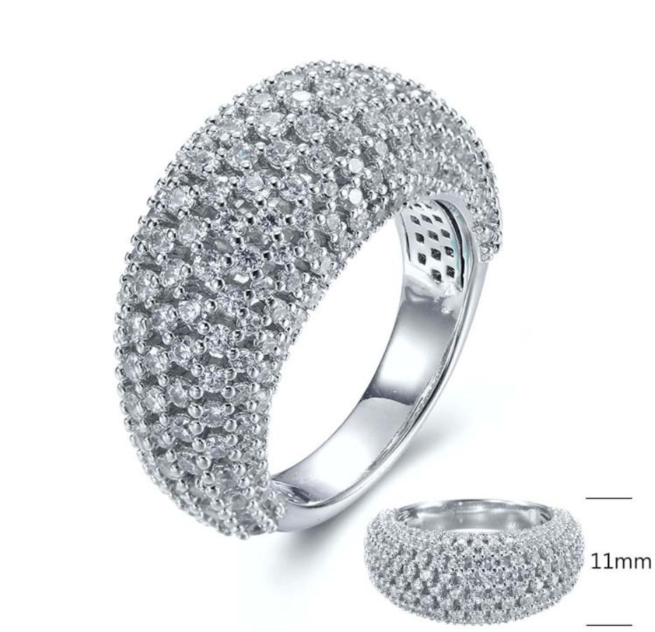 SJ27763, Ladies' Moissanite Ring, S925, Rhodium Plated, White, 7.4g