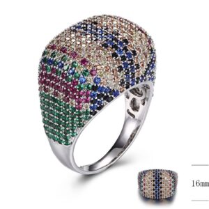 SJ31022-C, Ladies' Moissanite Ring, S925, Rhodium + Black Rhodium Plated, Silver, 8.99g