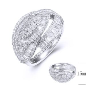 SJ36514, Ladies' Moissanite Ring, S925, Rhodium Plated, White, 5.53g
