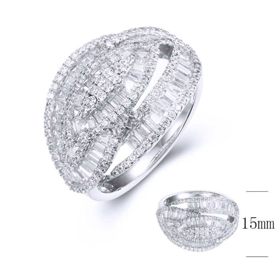 SJ36514, Ladies' Moissanite Ring, S925, Rhodium Plated, White, 5.53g