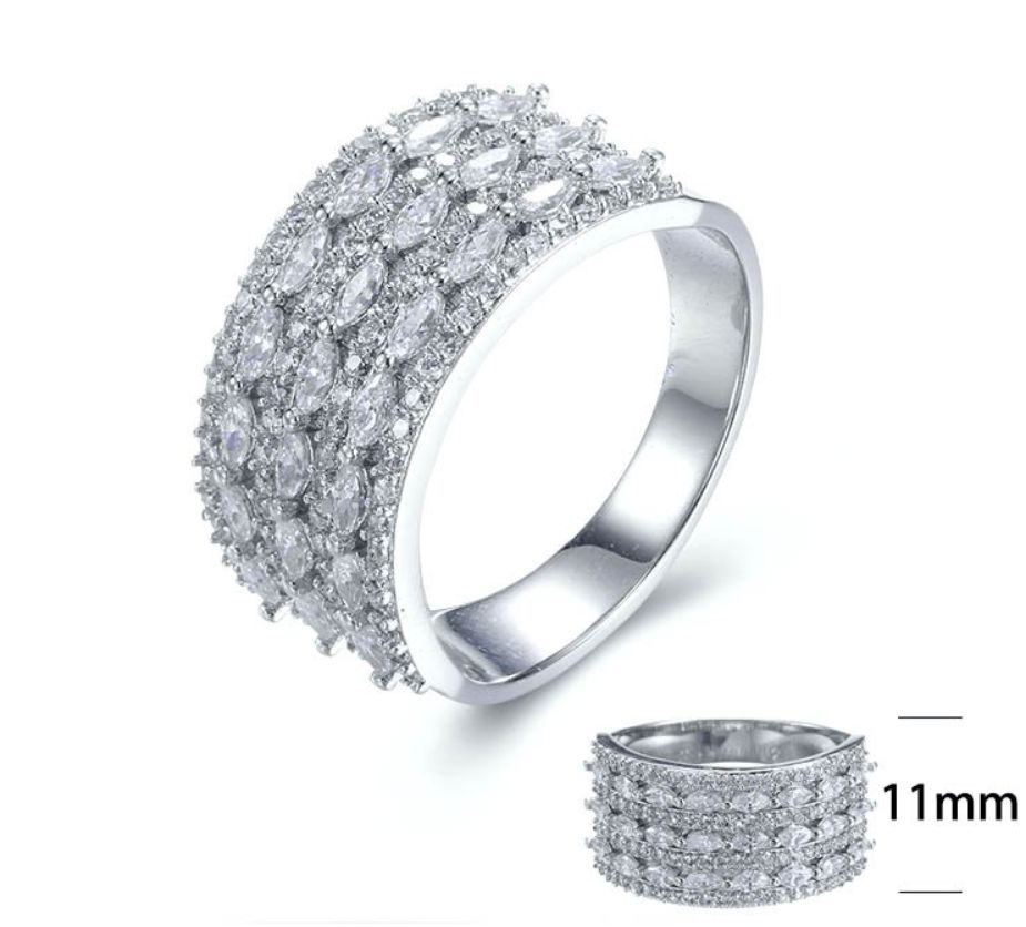 SJ26995, Ladies' Moissanite Ring, S925, Rhodium Plated, White, 5.68g