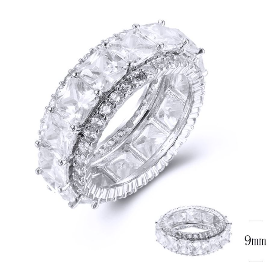 SJ38691, Ladies' Moissanite Ring, S925, Rhodium Plated, White, 7.63g