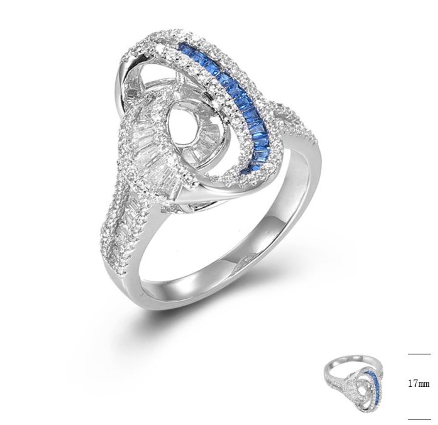 SJ43487, Ladies' Moissanite Ring, S925, Rhodium Plated, White, 4.7g