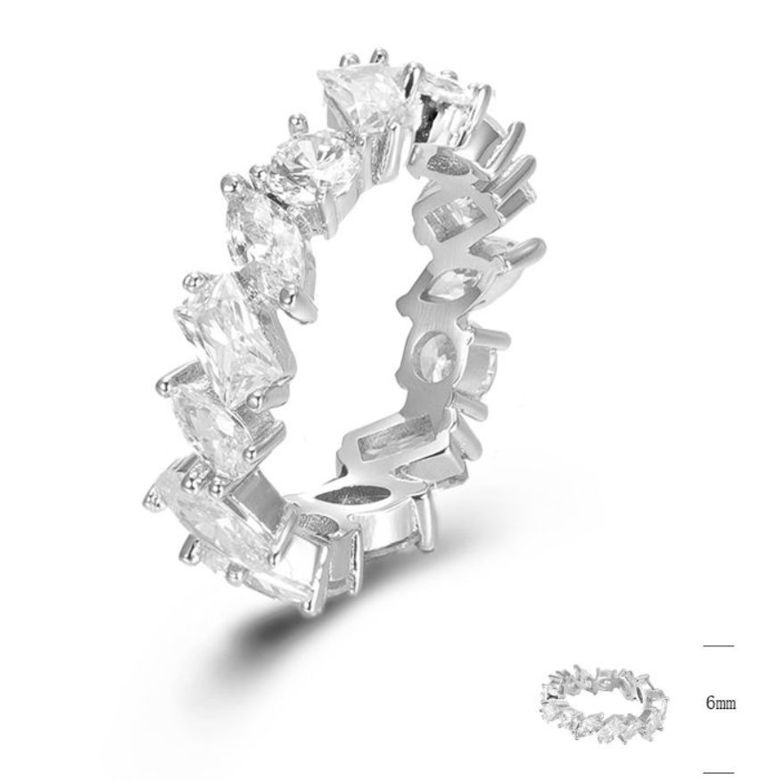 SJ45406, Ladies' Moissanite Ring, S925, Rhodium Plated, White, 3.81g