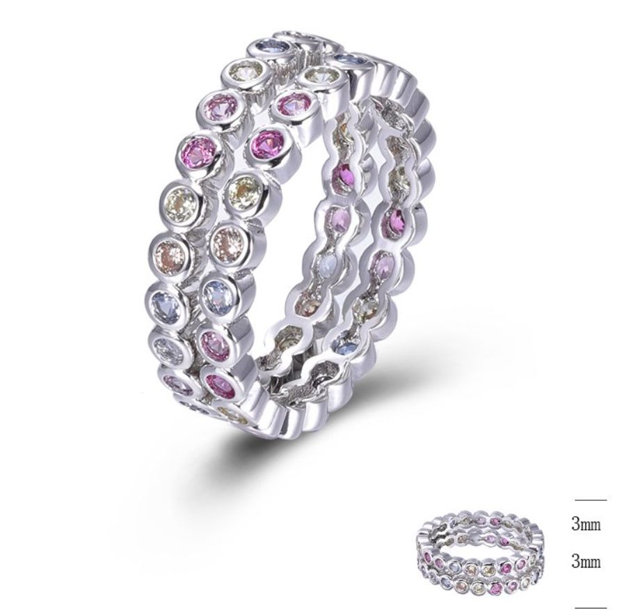 SJ45113, Ladies' Moissanite Ring, S925, Rhodium Plated, White, 4.4g