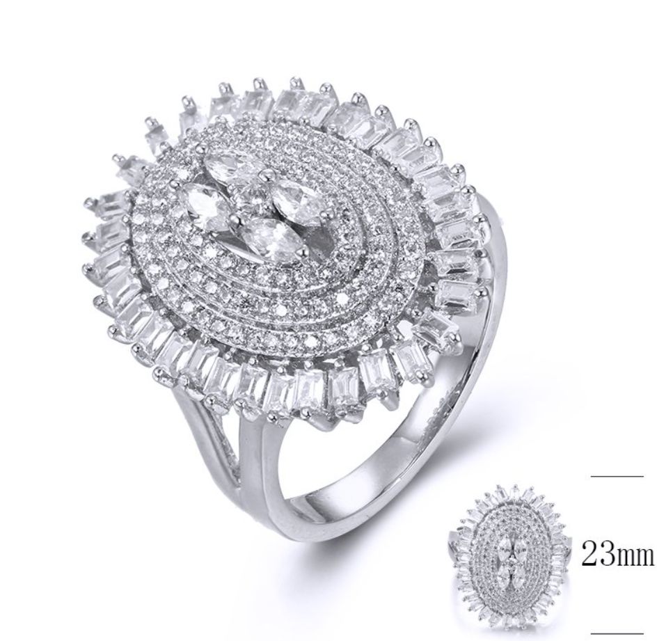 SJ35820, Ladies' Moissanite Ring, S925, Rhodium Plated, White, 6.18g