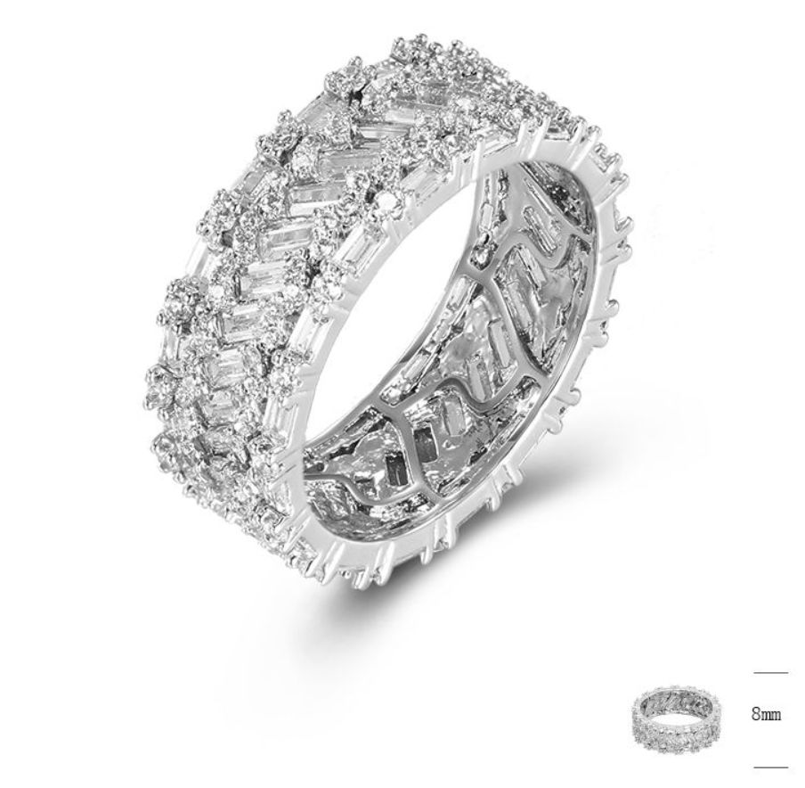 SJ43454, Ladies' Moissanite Ring, S925, Rhodium Plated, White, 6.23g