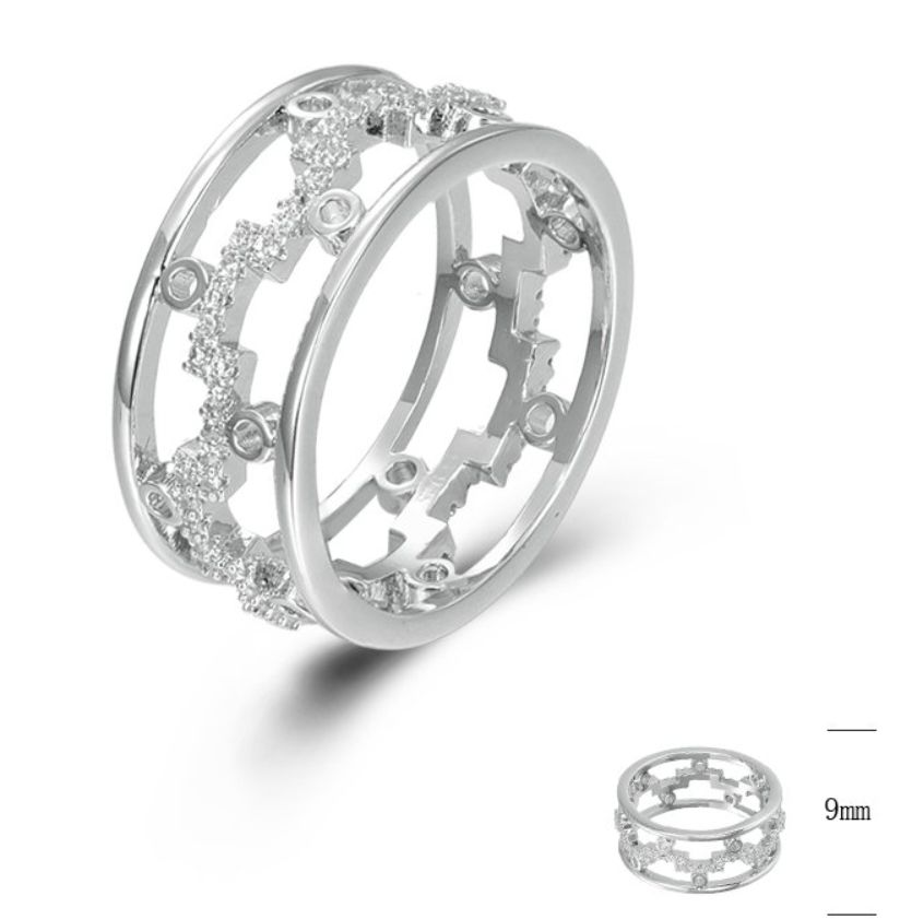 SJ44876, Ladies' Moissanite Ring, S925, Rhodium Plated, White, 3.73g