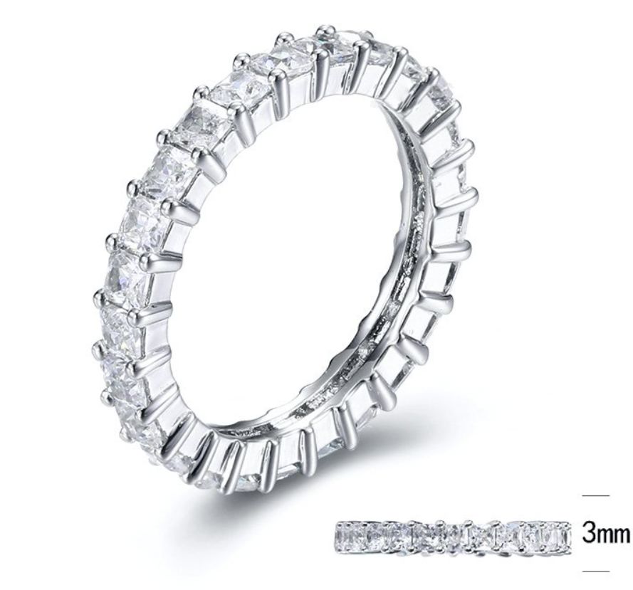 SJ30419, Ladies' Moissanite Ring, S925, Rhodium Plated, White, 2.89g