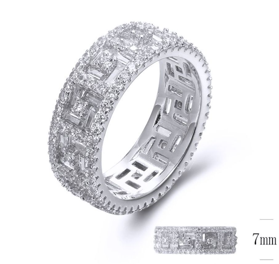SJ34112, Ladies' Moissanite Ring, S925, Rhodium Plated, White, 5.37g