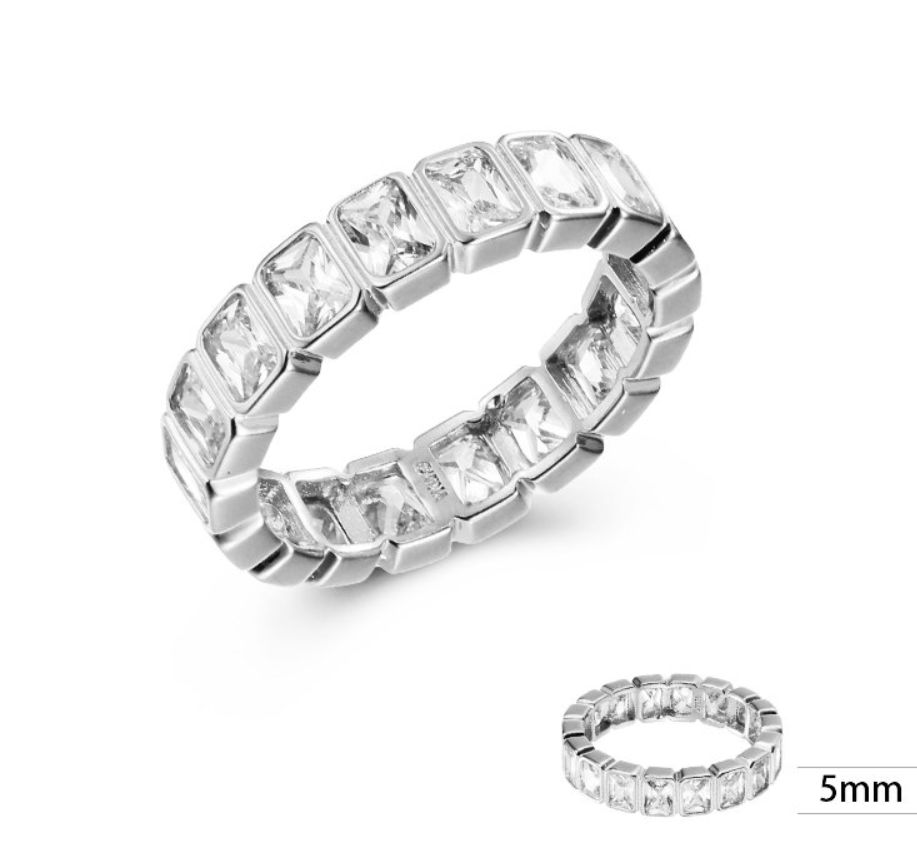 SJ40954, Ladies' Moissanite Ring, S925, Rhodium Plated, White, 3.73g