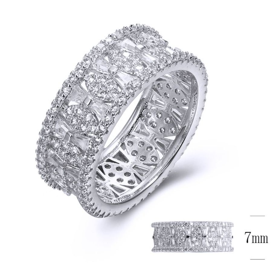 SJ34106, Ladies' Moissanite Ring, S925, Rhodium Plated, White, 4.4g