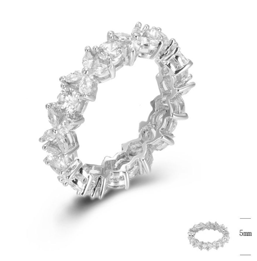 SJ45702, Ladies' Moissanite Ring, S925, Rhodium Plated, White, 3.2g