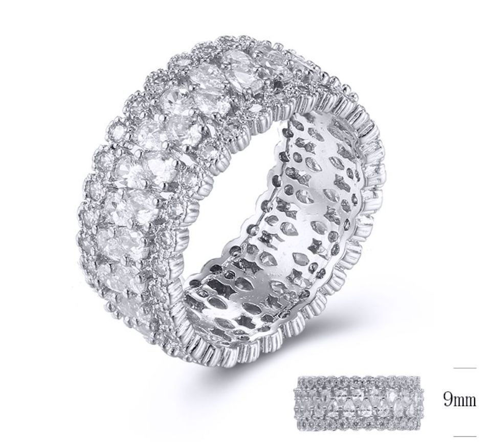 SJ32170, Ladies' Moissanite Ring, S925, Rhodium Plated, White, 6.03g
