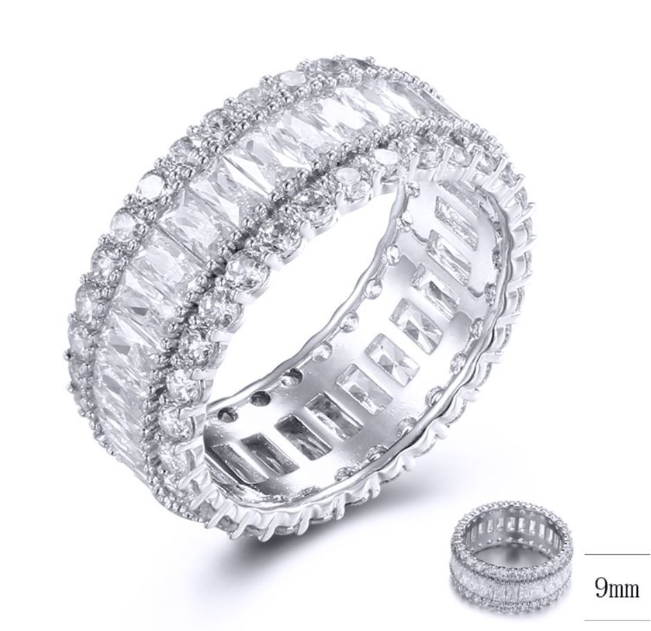SJ33177, Ladies' Moissanite Ring, S925, Rhodium Plated, White, 5.4g